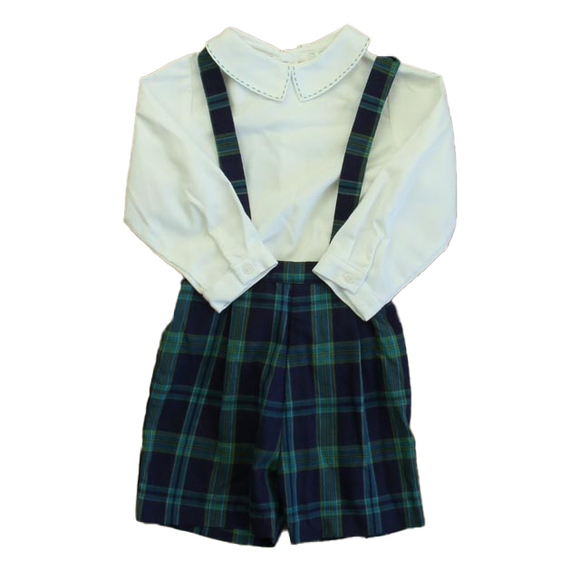 Lvli & Me Boys White | Green Plaid Romper size: 2T - Picture 1 of 2